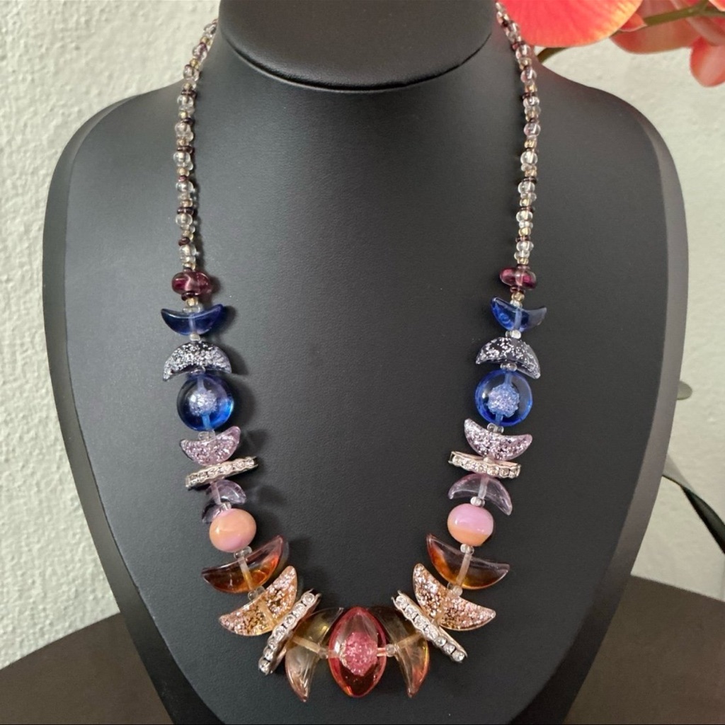 Antica Murrina Venezia Murrano Glass Art Bead Celestial Shimmer Necklace